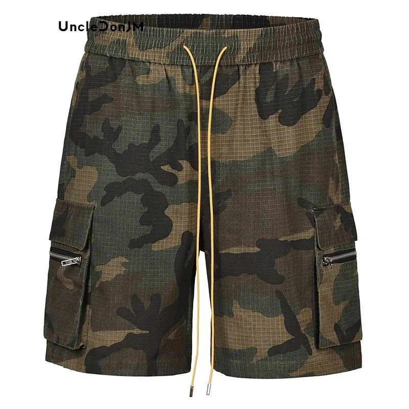 Camouflage Shorts Men's Casual Pocket Cargo Pants with Drawstring