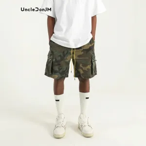 Camouflage Shorts Men's Casual Pocket Cargo Pants with Drawstring