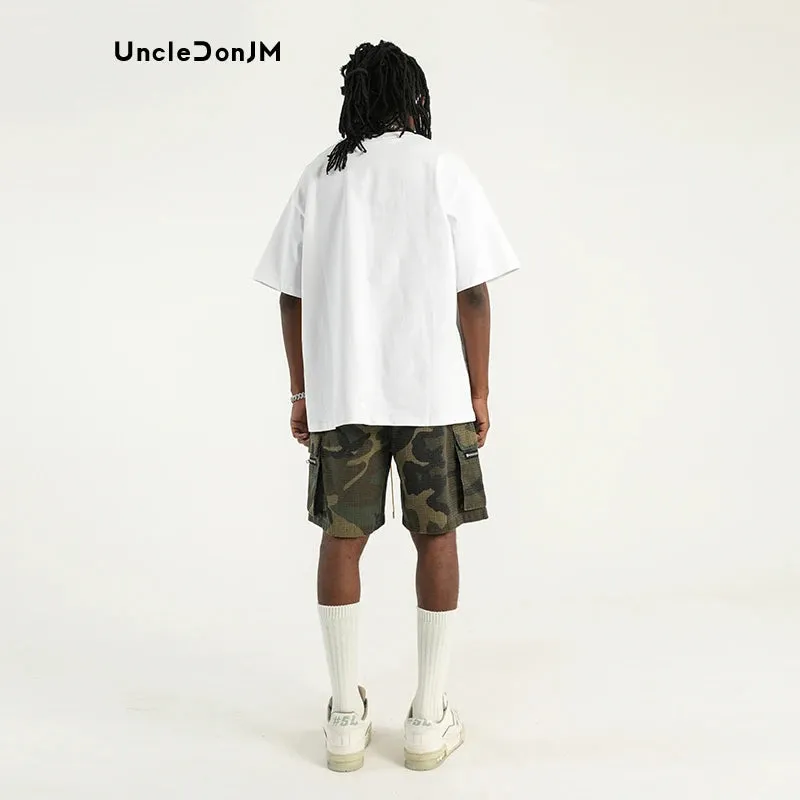 Camouflage Shorts Men's Casual Pocket Cargo Pants with Drawstring