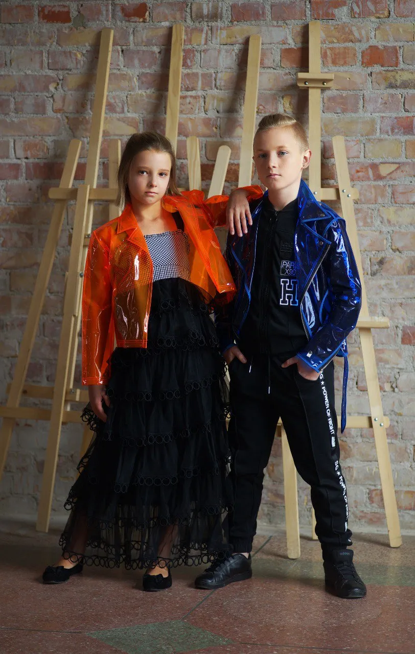 Kids Vinyl Biker jacket. Kids Rain Jacket.