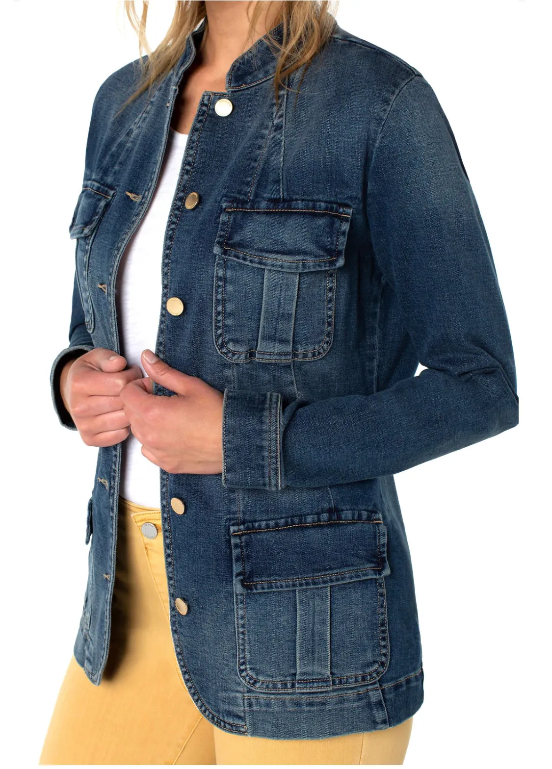 LIVERPOOL SEAMED DENIM JACKET WITH PATCH POCKETS LM1843SS8