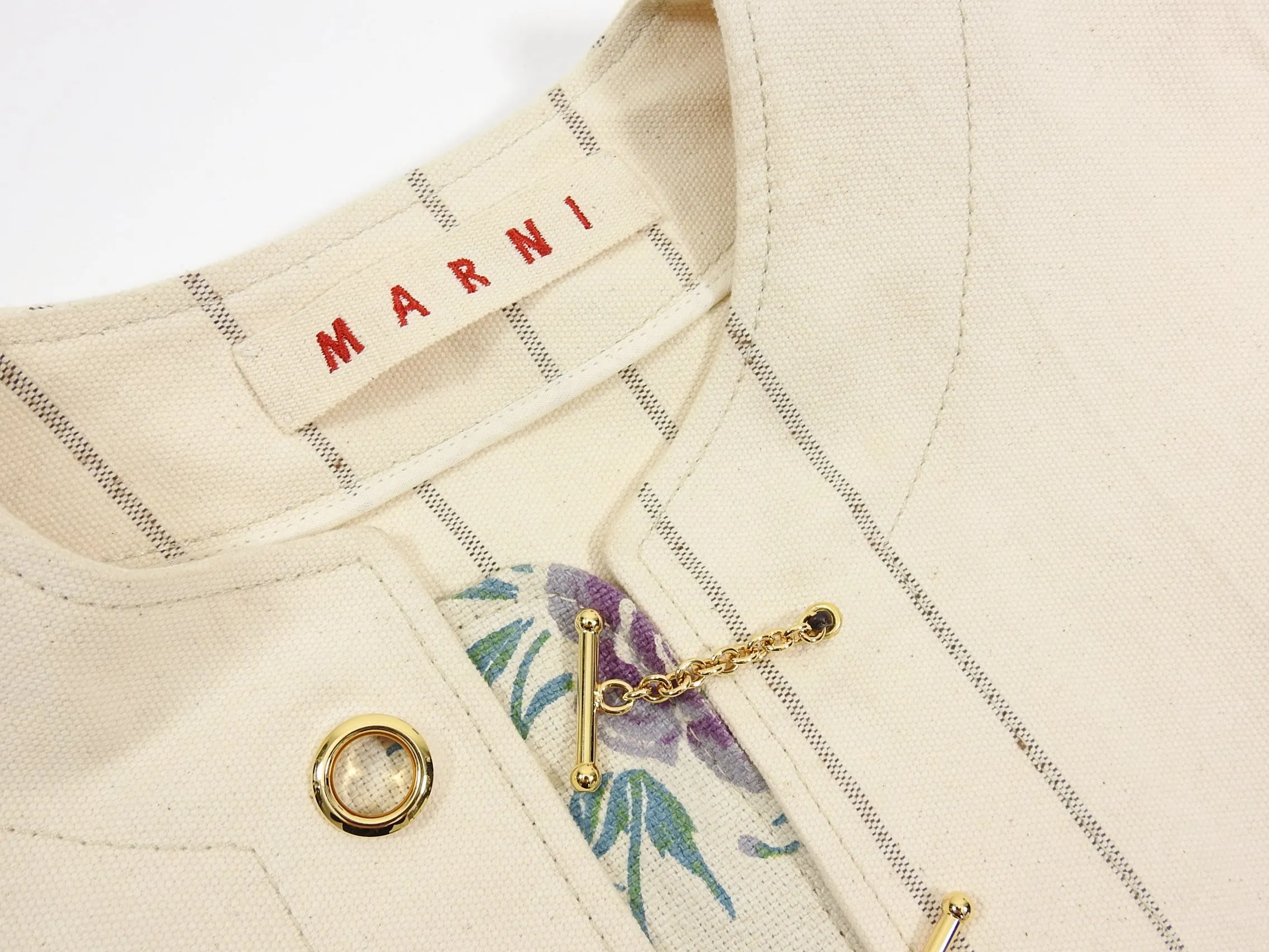 Marni Canvas Striped Toggle Short Jacket - 6