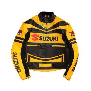 Suzuki GSXR Vintage Style Real Leather Motorcycle Racing Jacket Unisex Biker Jacket