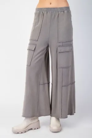 Washed Terry Knit Cargo Pants