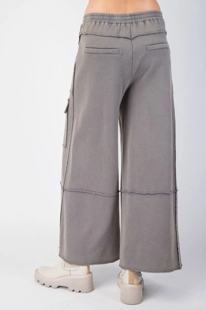 Washed Terry Knit Cargo Pants
