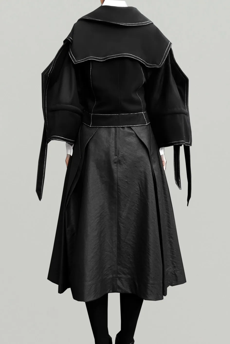 Wool Squarish Sleeves Jacket/ Black